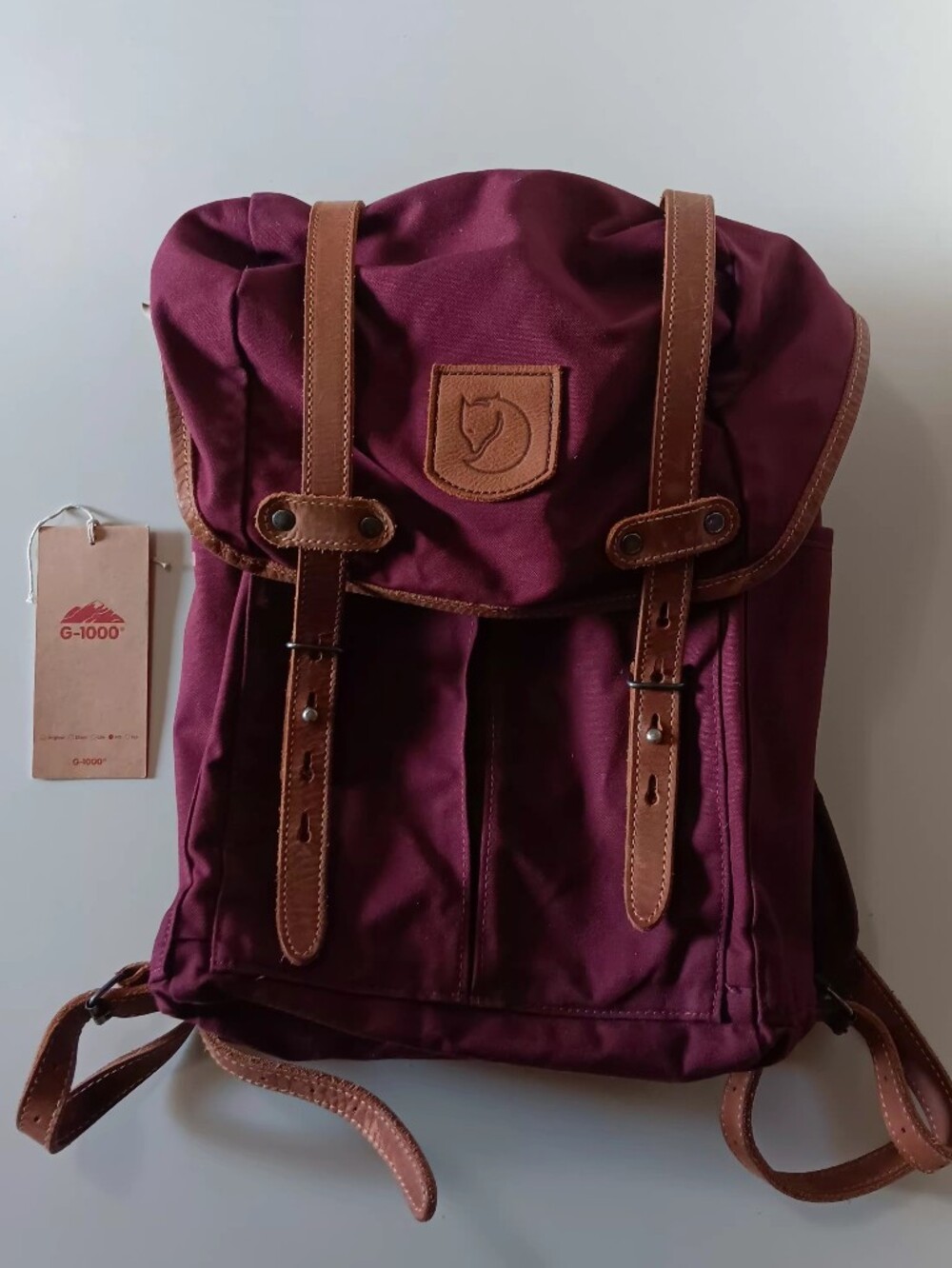 Fjällräven Rucksack No. 21 Small with Leather Straps in Burgandy